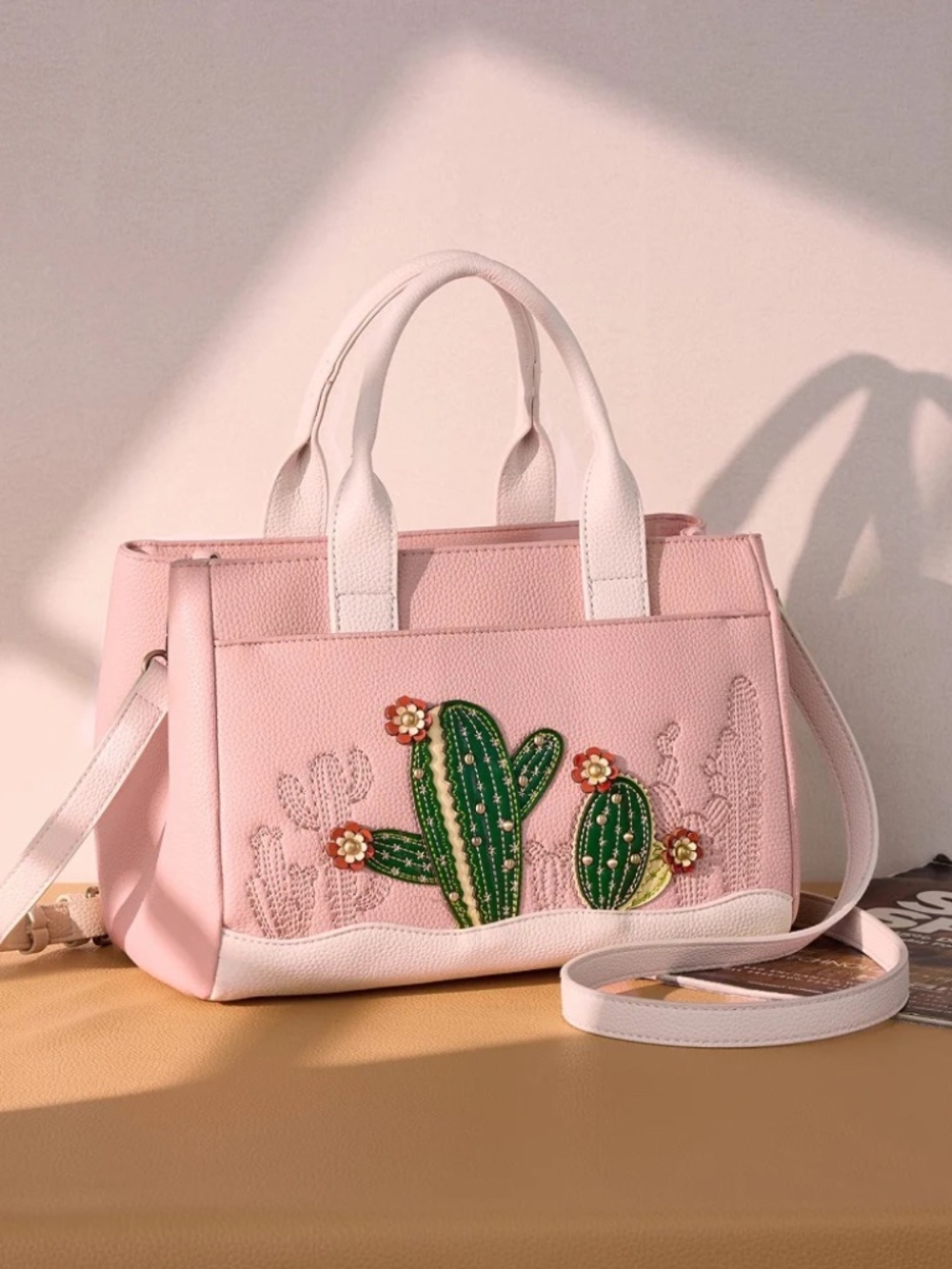 Montana West Cactus Embellished Crossbody Bag Dark Pink